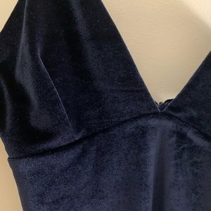 Blue velvet midi dress